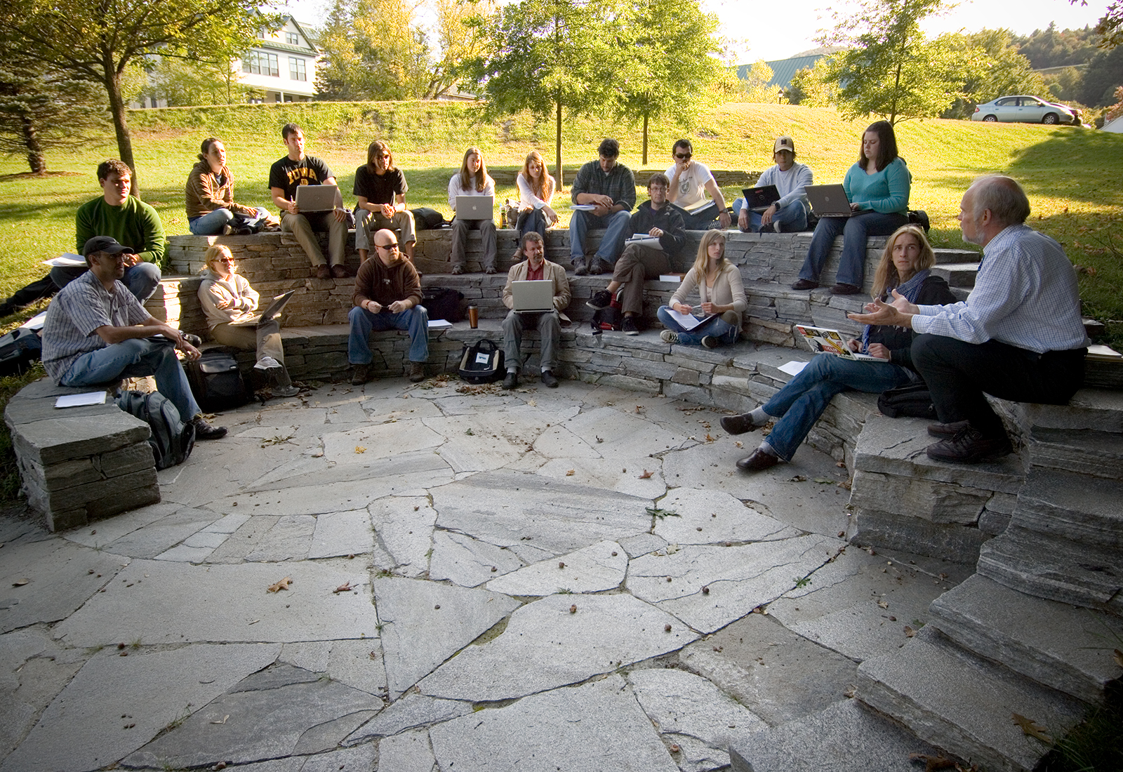 An outdoor classroom at Vermont Law School