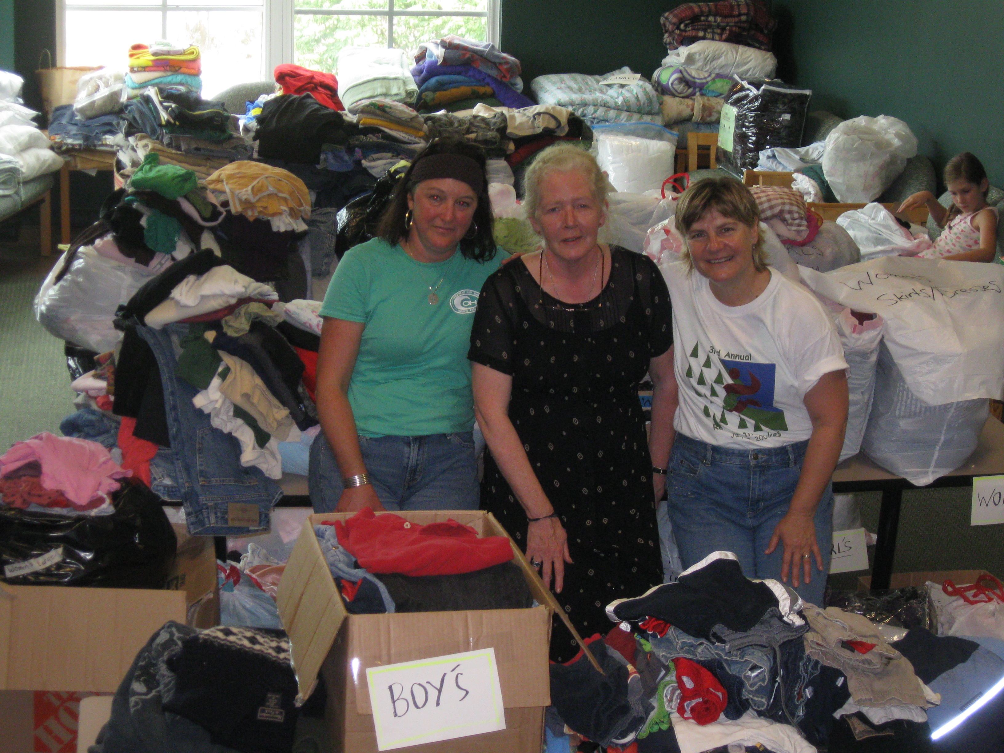 Cindy, Jenny and Suzanne clothing drive