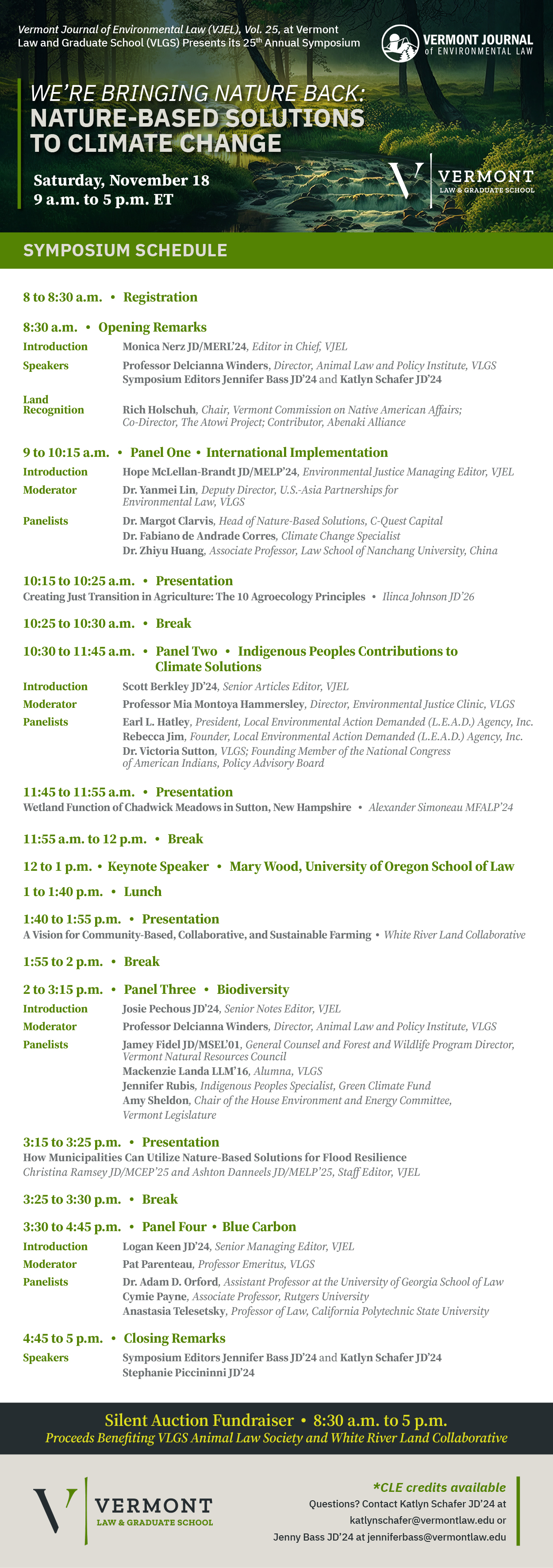 25th Annual Vermont Journal of Environmental Law Symposium