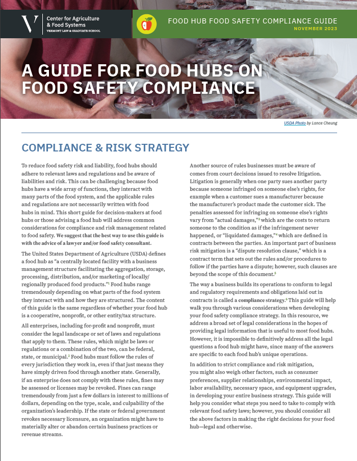 food hubs food safety