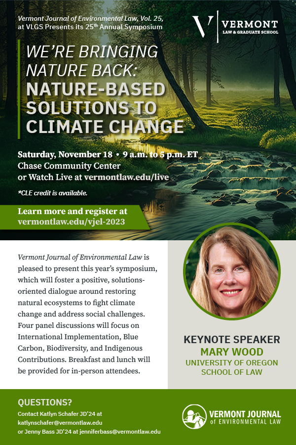 25th Annual Vermont Journal of Environmental Law Symposium