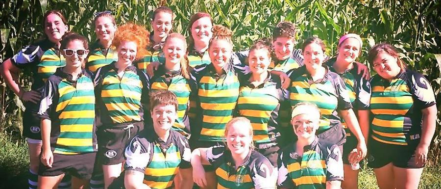 the Women's Rugby team at VLS poses for a group photo