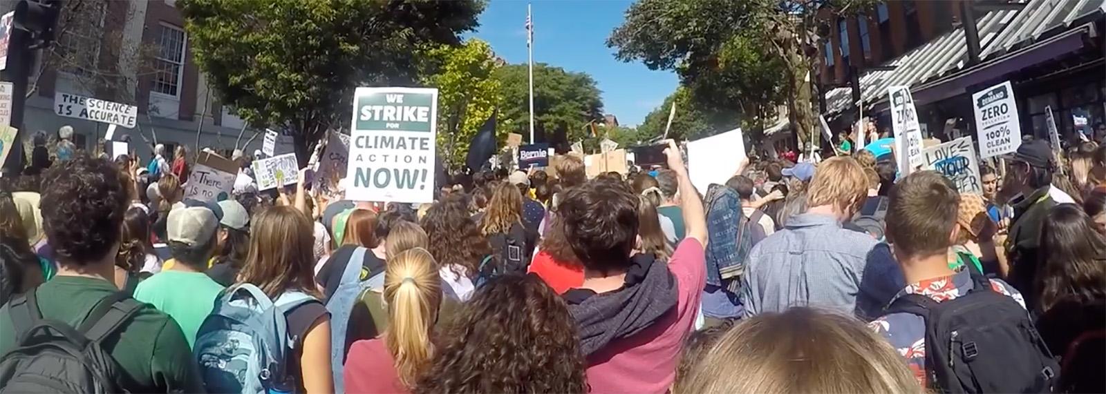 Students protesting in support of the Climate Change movement