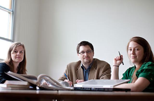 students study in an Oakes Hall classroom at Vermont Law School