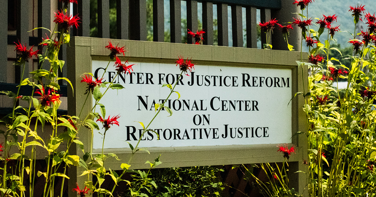 Center for Justice Reform and National Center for Restorative Justice sign on the VLGS campus.