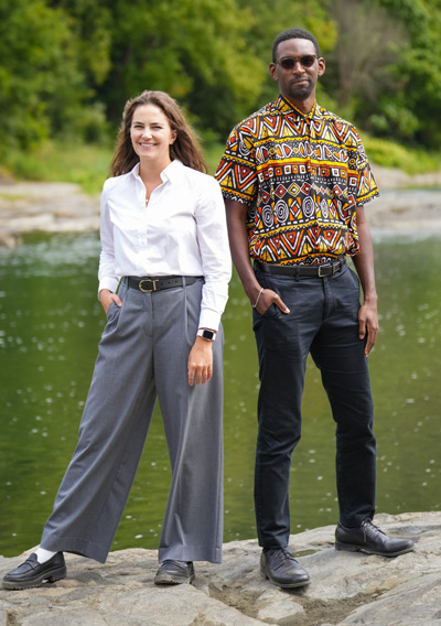 Rachel Westrate and Terrence Neal standing on the banks of the White River