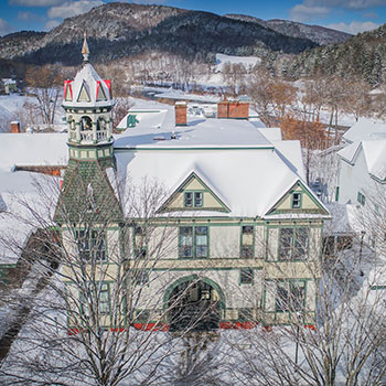 Debevoise Hall in snow