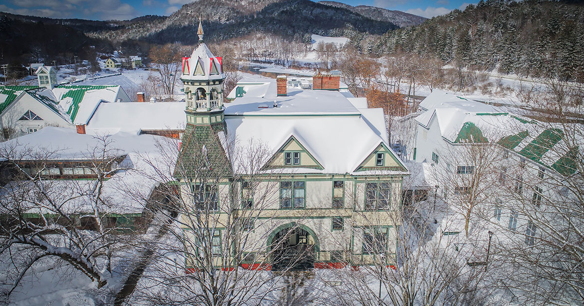 Debevoise Hall in snow