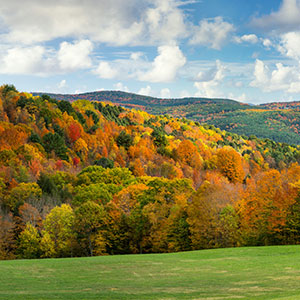A view of mountains in autumn 