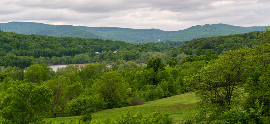 Landscape view of mountain range.