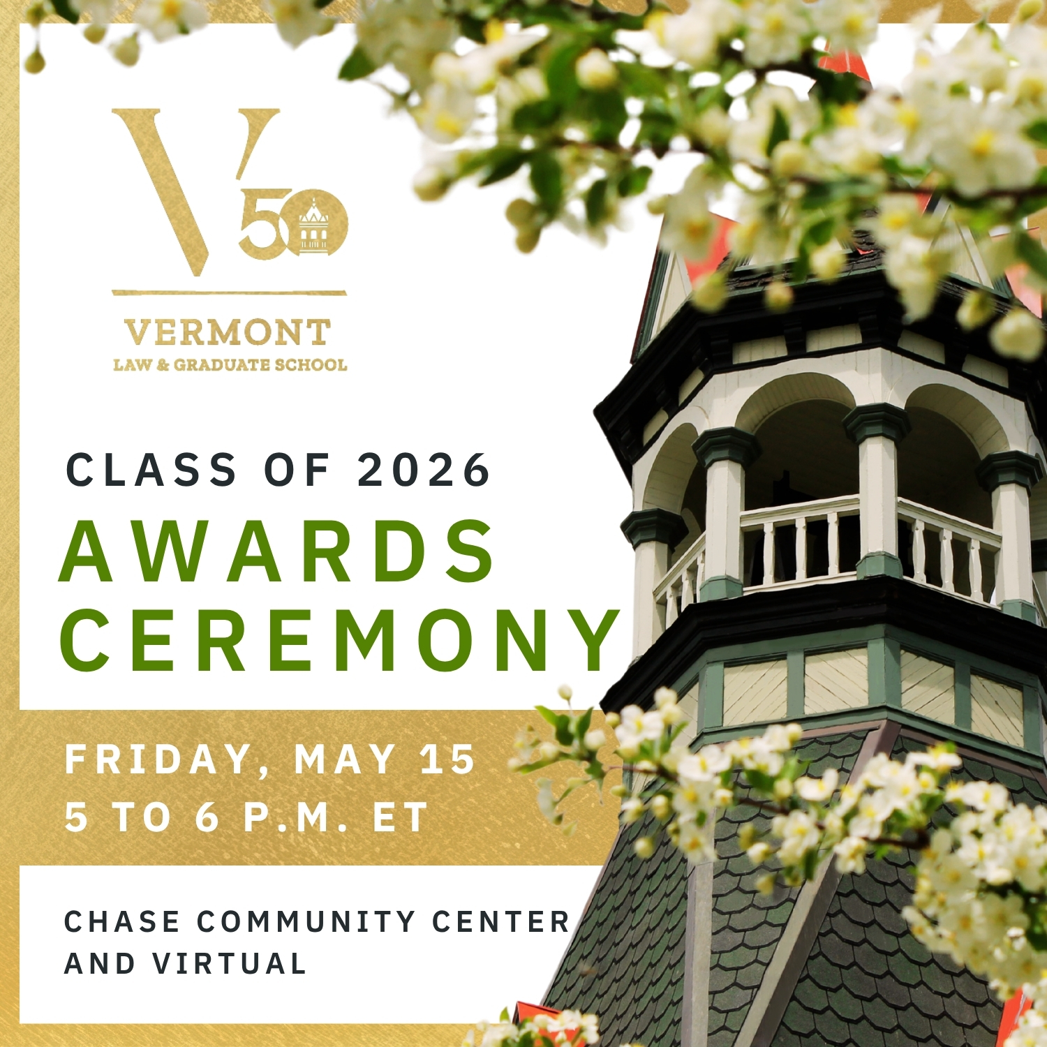 Commencement 2026 Awards Ceremony: Friday, May 15 from 5 to 6 p.m. ET